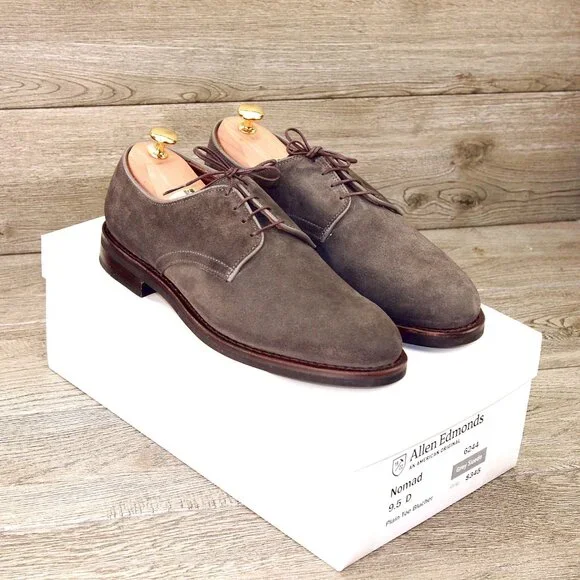 NEW * $345 Allen Edmonds NOMAD Plain Toe 9.5 D Grey Suede  display picture 3